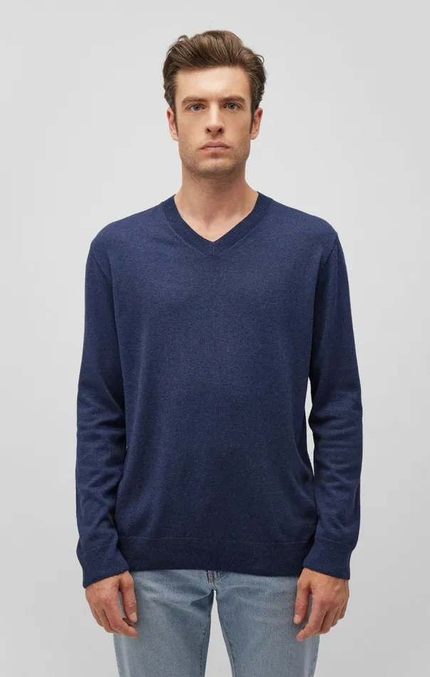 Men VNeck Sweater In Black Iris Mavi Jeans Sweaters Men VNeck Sweater In Black Iris Mavi Jeans Sweaters