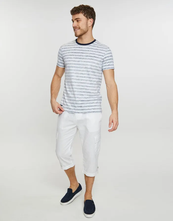 Men White 34 Length Linen Blend Cargo Trousers White Threadbare Trousers and Cargos Men White 34 Length Linen Blend Cargo Trousers White Threadbare Trousers and Cargos