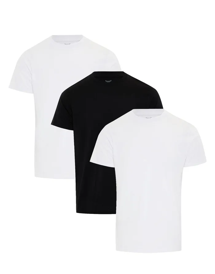 Men White and Black Essential Short Sleeve Tshirts 3 Pack White and Black Threadbare TShirts Men White and Black Essential Short Sleeve Tshirts 3 Pack White and Black Threadbare TShirts