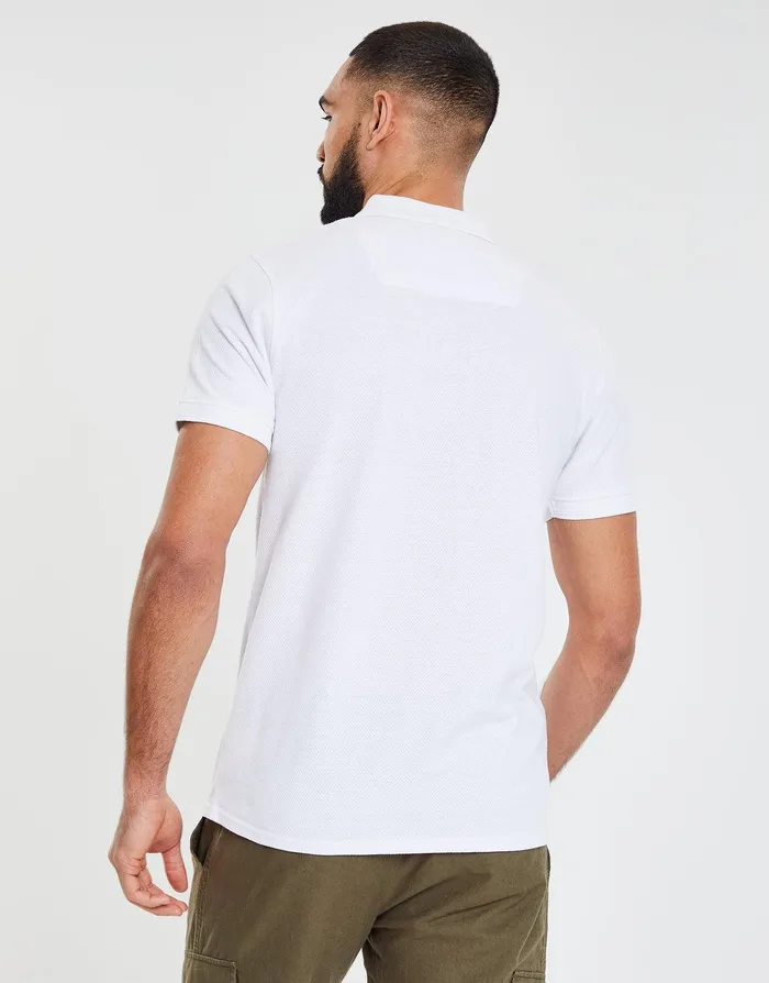 Men White Honeycomb Rib Jetted Pocket Polo Shirt White Threadbare Polo Shirts Men White Honeycomb Rib Jetted Pocket Polo Shirt White Threadbare Polo Shirts