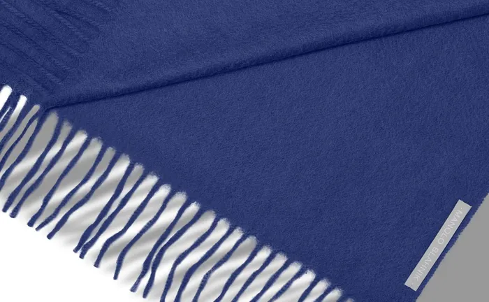 MenWomen Scarves Manolo Blahnik BARRA Blue Cashmere Scarf