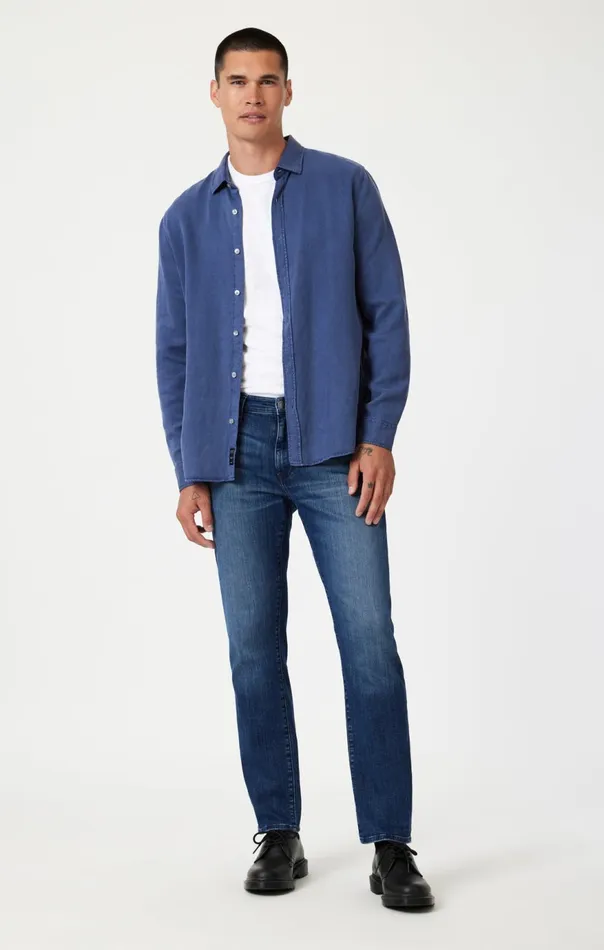 Men Zach Straight Leg In Dark Brushed Nashville Mavi Jeans Denim