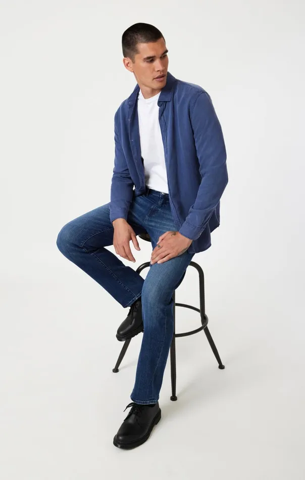 Men Zach Straight Leg In Dark Brushed Nashville Mavi Jeans Denim