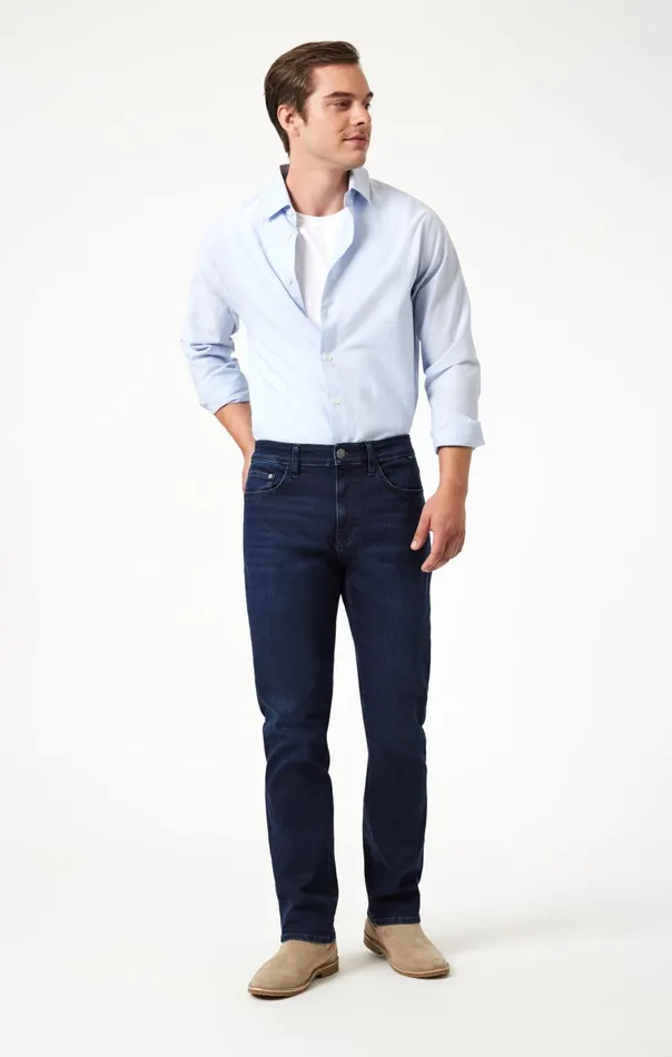 Men Zach Straight Leg In Midnight Brushed Supermove Mavi Jeans Denim