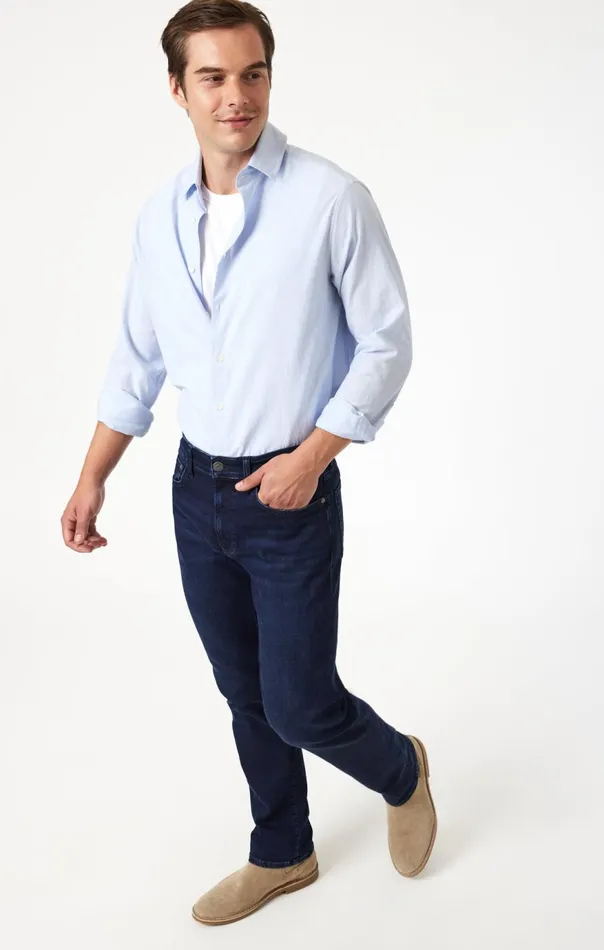 Men Zach Straight Leg In Midnight Brushed Supermove Mavi Jeans Denim Men Zach Straight Leg In Midnight Brushed Supermove Mavi Jeans Denim