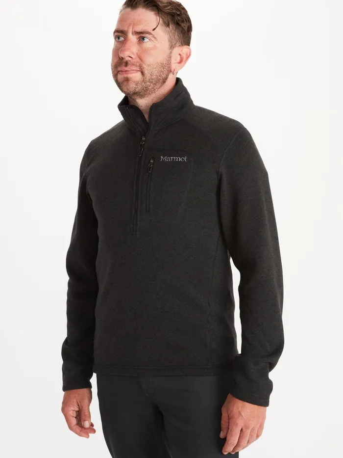 Mens Fleece Marmot Drop Line 12Zip Black