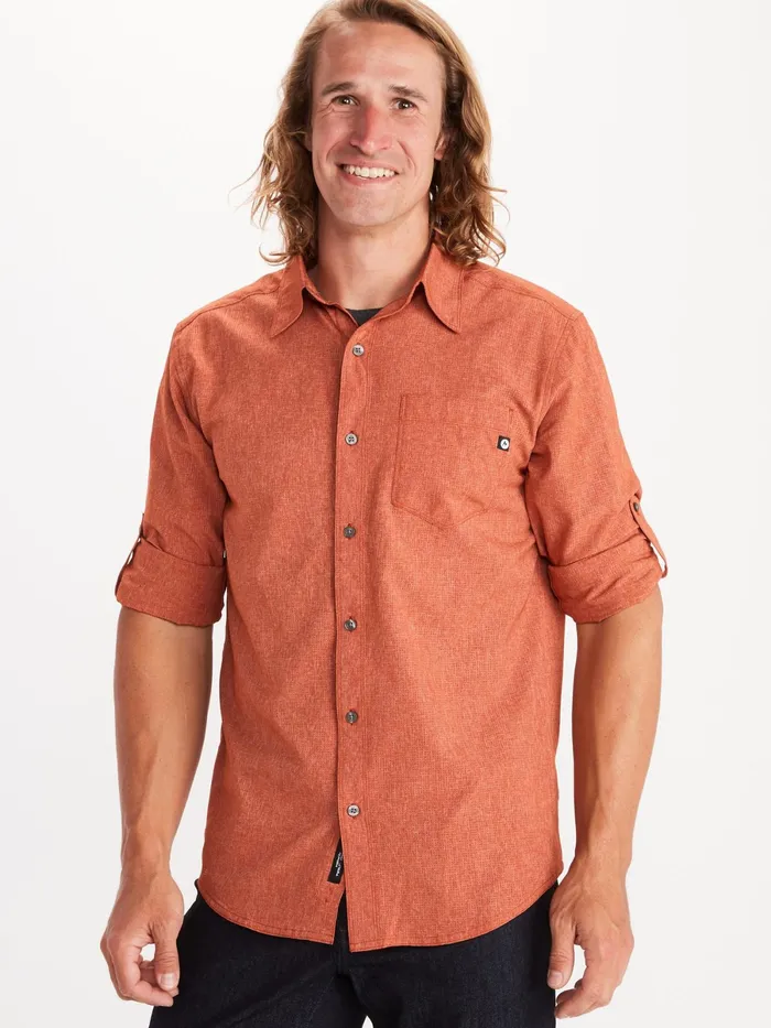 Mens LongSleeve Shirts Marmot Aerobora LongSleeve Shirt Picante