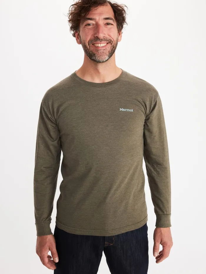 Mens LongSleeve Shirts Marmot Cervin LongSleeve TShirt Olive Heather