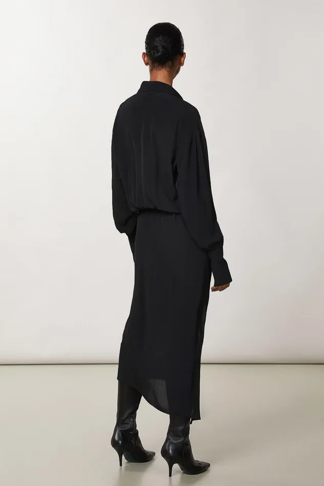Midi Women Patrizia Pepe Crepe Shirt Dress Nero