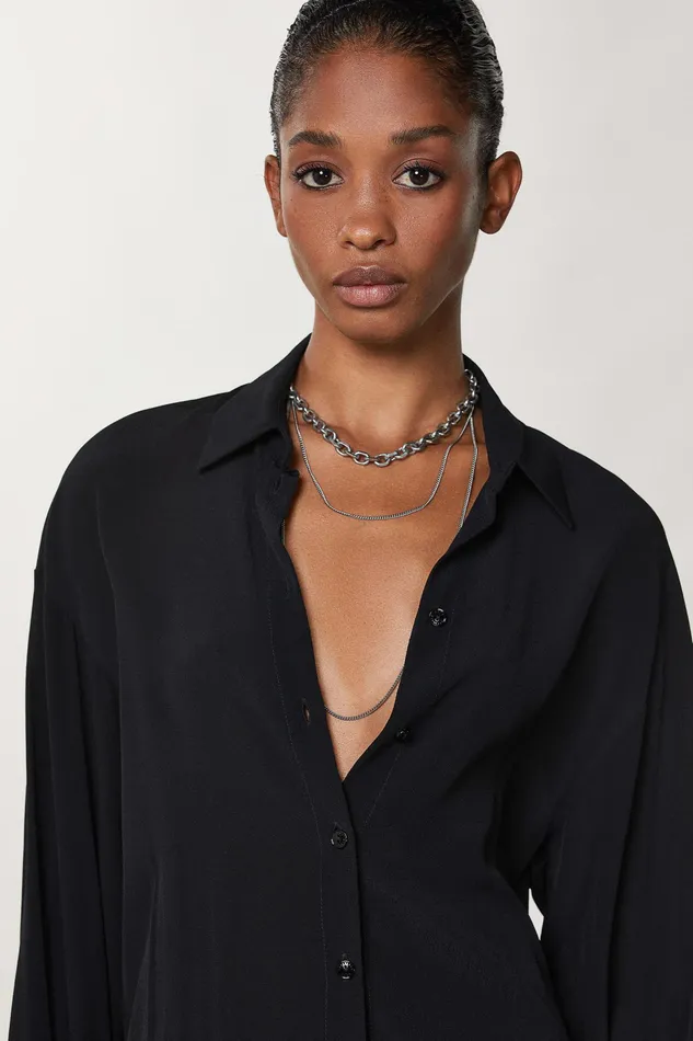 Midi Women Patrizia Pepe Crepe Shirt Dress Nero