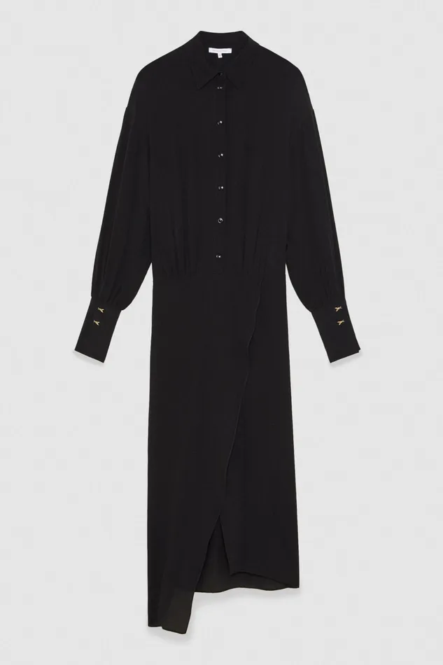 Midi Women Patrizia Pepe Crepe Shirt Dress Nero