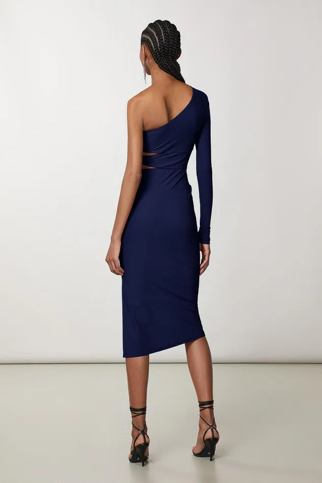 Midi Women Patrizia Pepe OneShoulder Midi Dress Blue Navy
