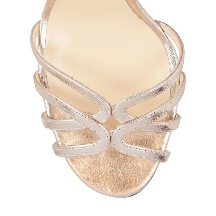 Mimi 100 Platinum Metallic Nappa Leather Wrap Around Sandals Platinum Women JIMMY CHOO Bridal Shoes