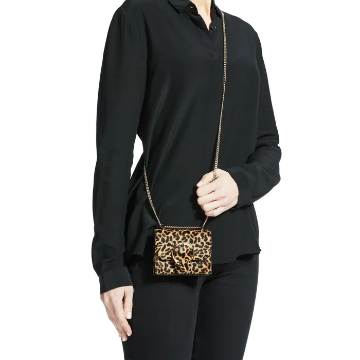 Mini Paris Natural LeopardPrint Pony Super Mini Bag With Metal Buckle Natural Women JIMMY CHOO Small Leather Goods