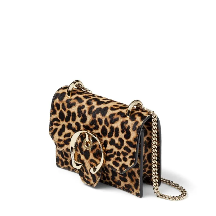 Mini Paris Natural LeopardPrint Pony Super Mini Bag With Metal Buckle Natural Women JIMMY CHOO Small Leather Goods