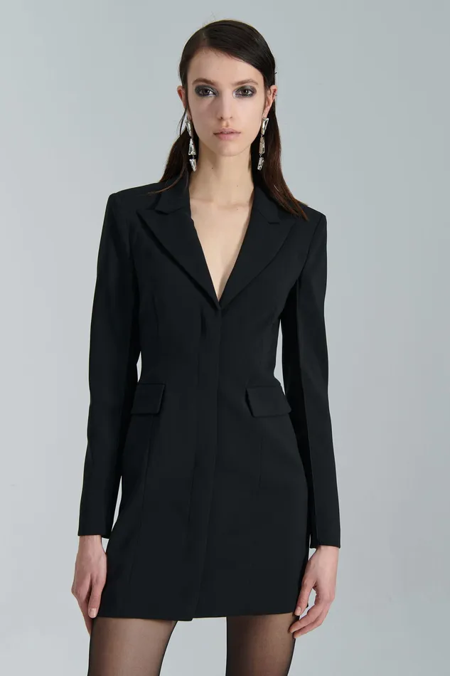 Mini Women Patrizia Pepe Essential Crepe Dress Jacket Nero