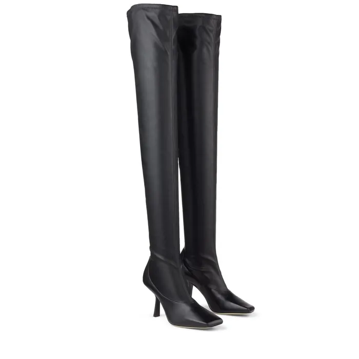 Mire 85 Black Kid Leather And Stretched Bonded Fabric OverTheKnee Boots Blackblack Women JIMMY CHOO Boots