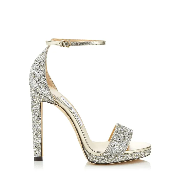 Misty 120 Champagne Coarse Glitter Fabric Platform Sandals Champagne Women JIMMY CHOO Sandals Misty 120 Champagne Coarse Glitter Fabric Platform Sandals Champagne Women JIMMY CHOO Sandals