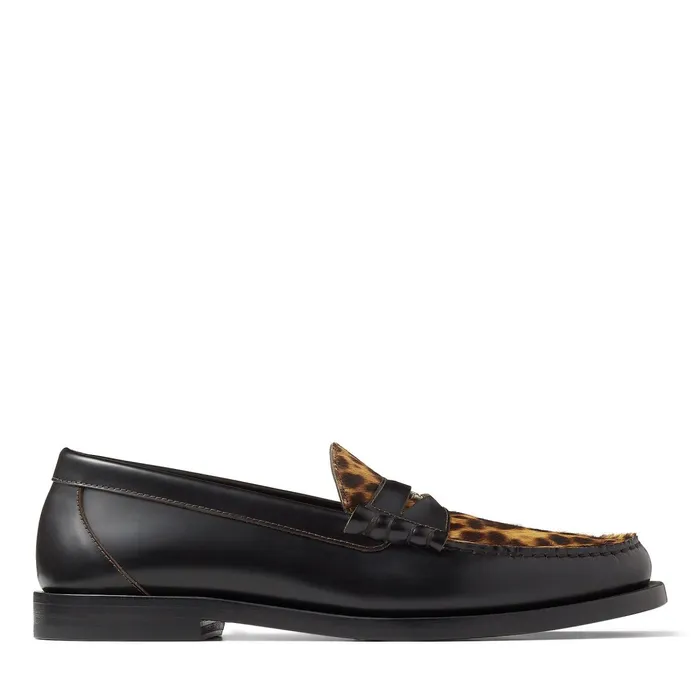 Mocca Multicolour Soft Shiny Calf Leather And Leopard Print Pony Loafers Blacksugar Mix Men JIMMY CHOO Dress Shoes Mocca Multicolour Soft Shiny Calf Leather And Leopard Print Pony Loafers Blacksugar Mix Men JIMMY CHOO Dress Shoes