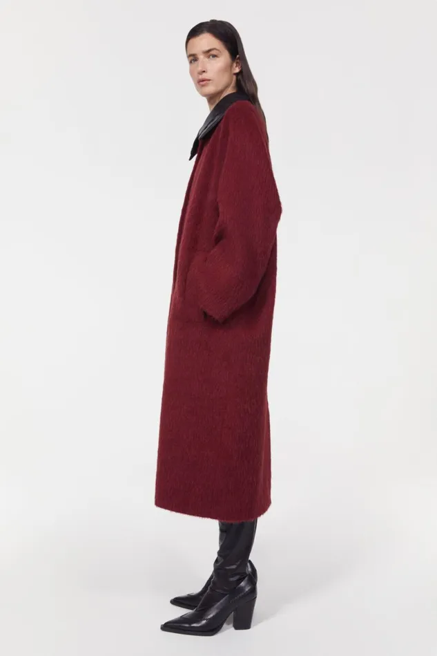 Moma Brushed Coat Berry Women Rodebjer Outerwear