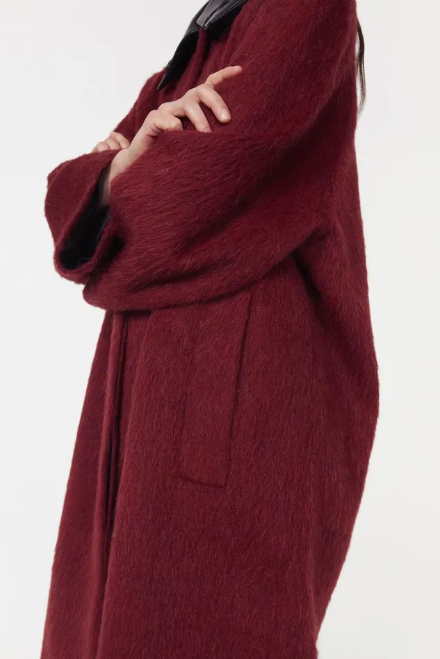 Moma Brushed Coat Berry Women Rodebjer Outerwear