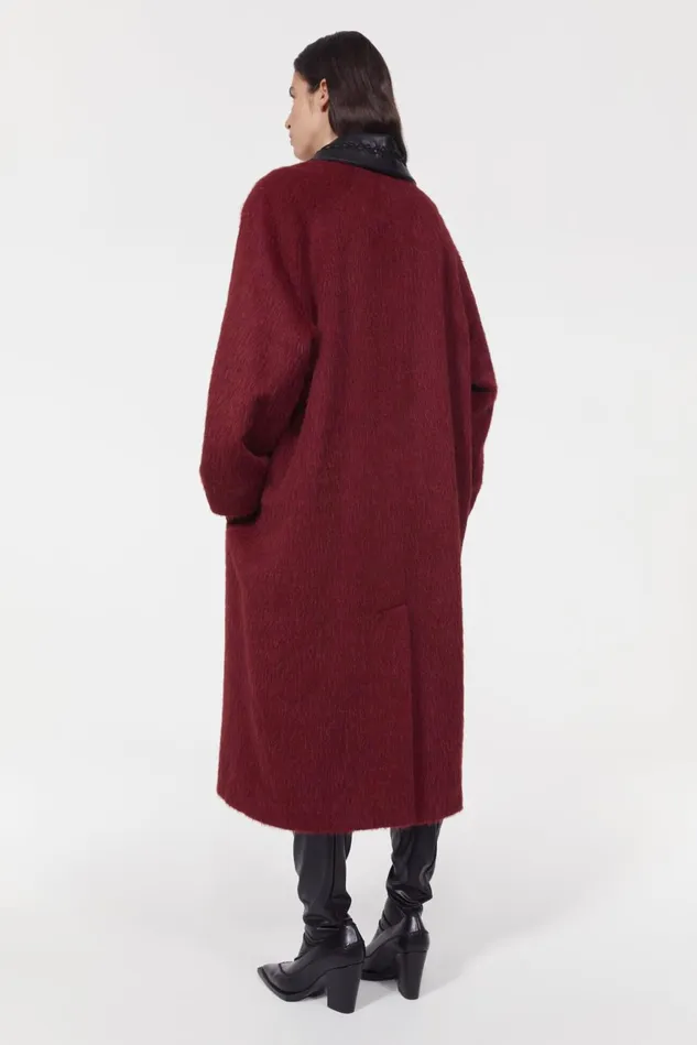 Moma Brushed Coat Berry Women Rodebjer Outerwear