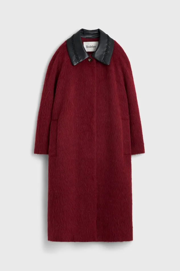 Moma Brushed Coat Berry Women Rodebjer Outerwear