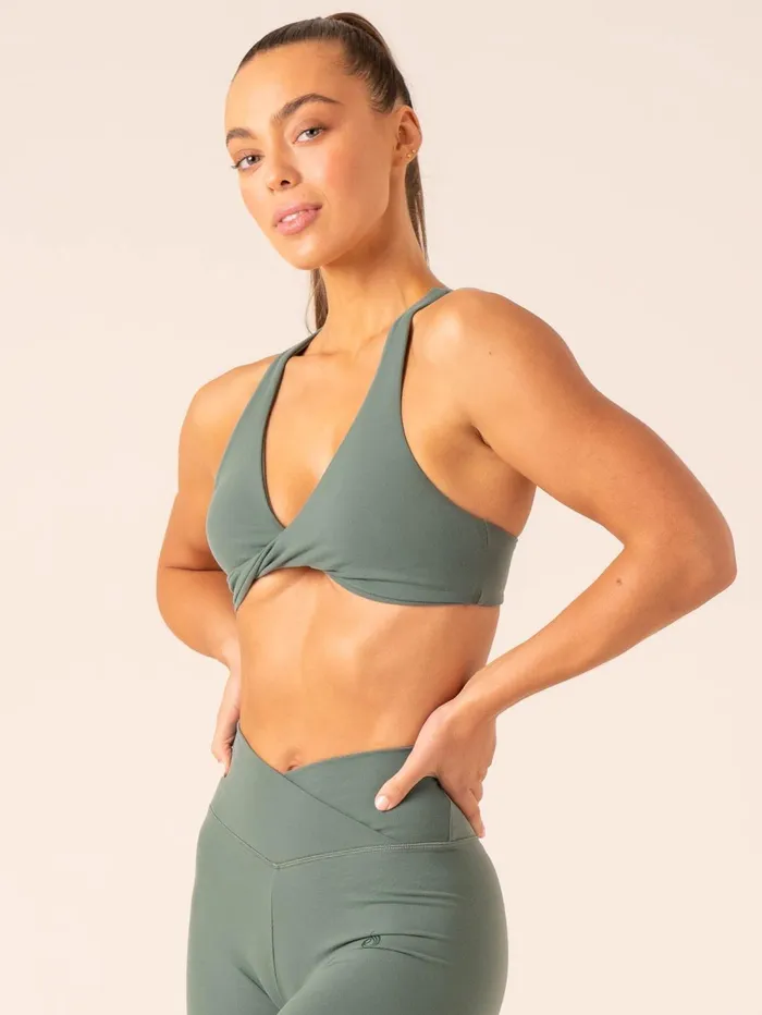 Momentum Twist Sports Bra 8211 Forest Green Women Ryderwear Sports Bras