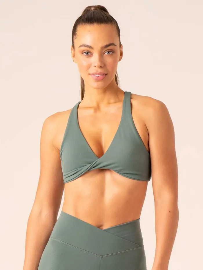 Momentum Twist Sports Bra 8211 Forest Green Women Ryderwear Sports Bras