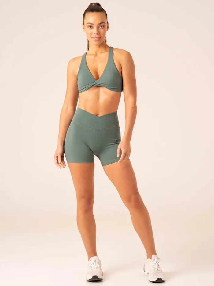 Momentum Twist Sports Bra 8211 Forest Green Women Ryderwear Sports Bras