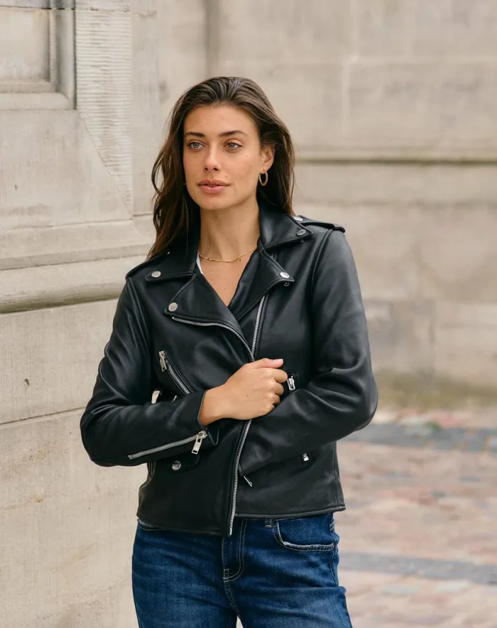 MOS MOSH Jackets and Coats MMFrances Biker Leather Jacket Black 8211 Women