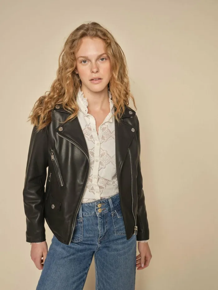 MOS MOSH Jackets and Coats MMFrances Biker Leather Jacket Black 8211 Women