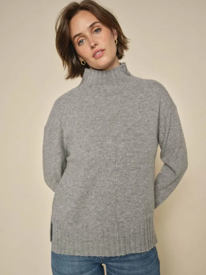 MOS MOSH Knits MMAima Cashmere Highneck Knit Sharkskin 8211 Women