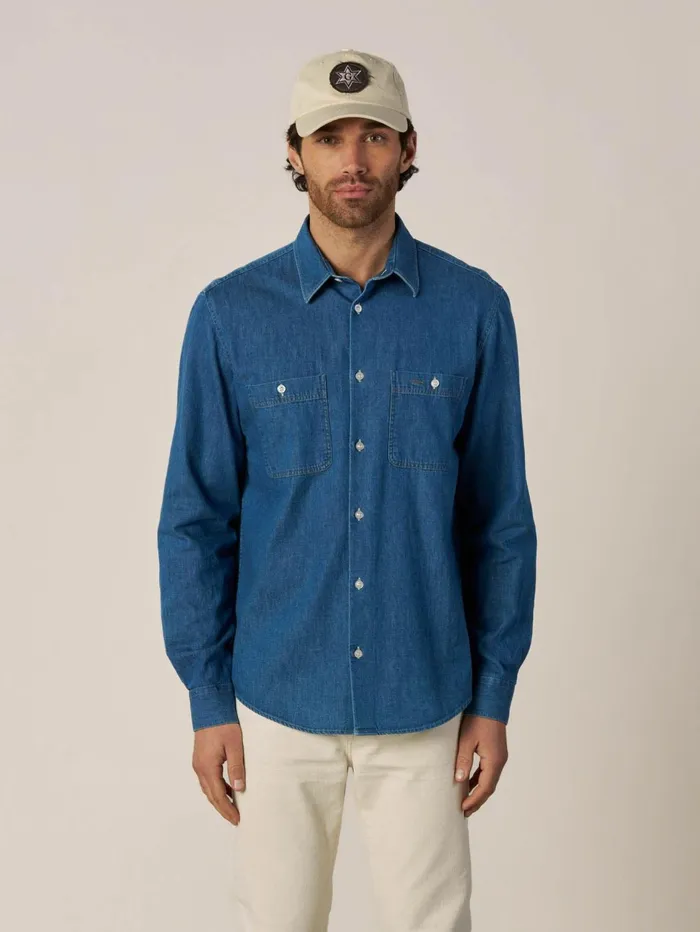 MOS MOSH Shirts MMGGibson Spring Denim Shirt Blue Denim 8211 Men