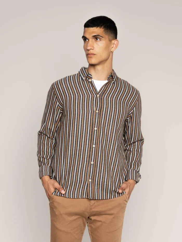MOS MOSH Shirts MMGTheo Stripe Shirt Navy Stripe 8211 Men