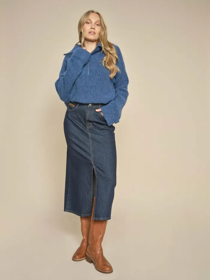 MOS MOSH Skirts MMMella Rinse Denim Skirt Dark Blue 8211 Women