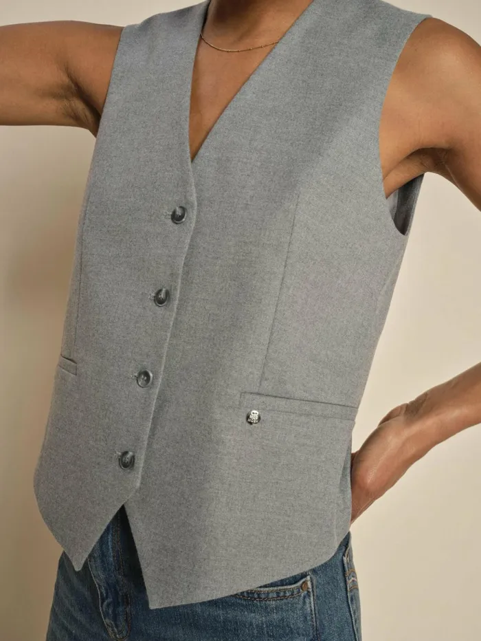 MOS MOSH Waistcoats MMElene Caia Vest Sharkskin 8211 Women MOS MOSH Waistcoats MMElene Caia Vest Sharkskin 8211 Women