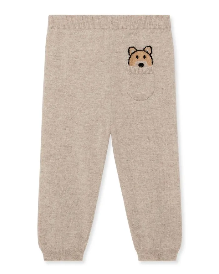 NPeal Baby Children Bear Pocket Cashmere Leggings In Light Oatmeal Brown