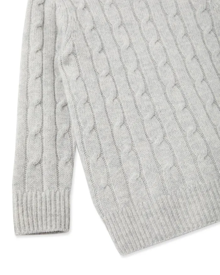 NPeal Boys Children Cable Roll Neck Cashmere Jumper In Fumo Grey