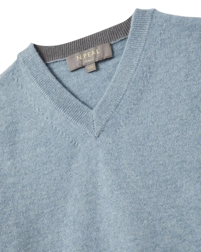 NPeal Boys Children Cashmere Slipover In Heather Blue