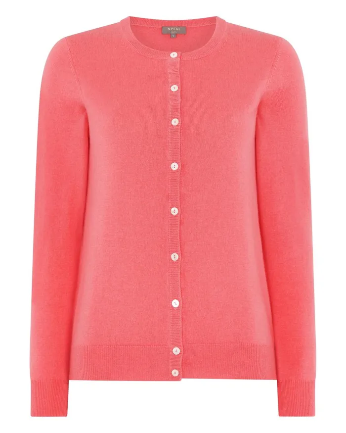NPeal Cardigans Women Round Neck Cashmere Cardigan In Peony Pink