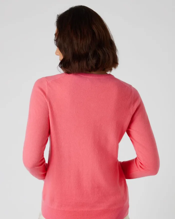 NPeal Cardigans Women Round Neck Cashmere Cardigan In Peony Pink