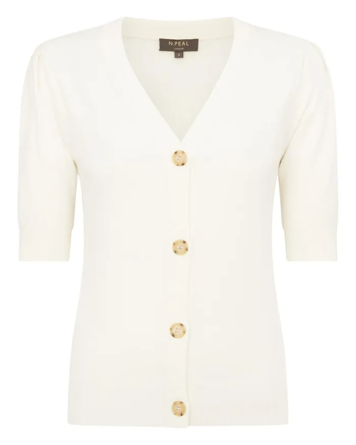 NPeal Cardigans Women Short Sleeve Cashmere Cardigan In New Ivory White