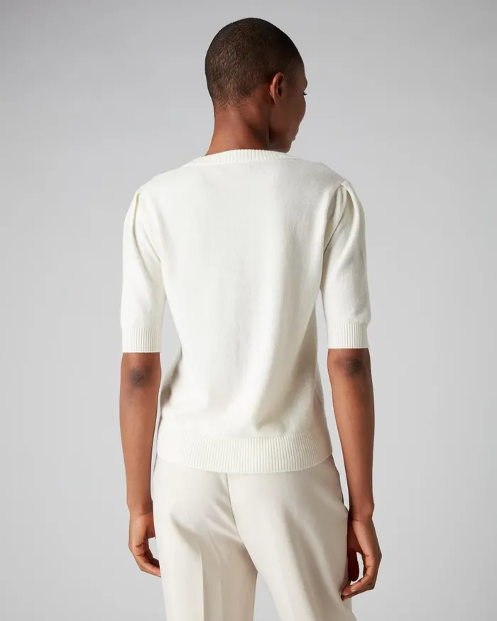 NPeal Cardigans Women Short Sleeve Cashmere Cardigan In New Ivory White
