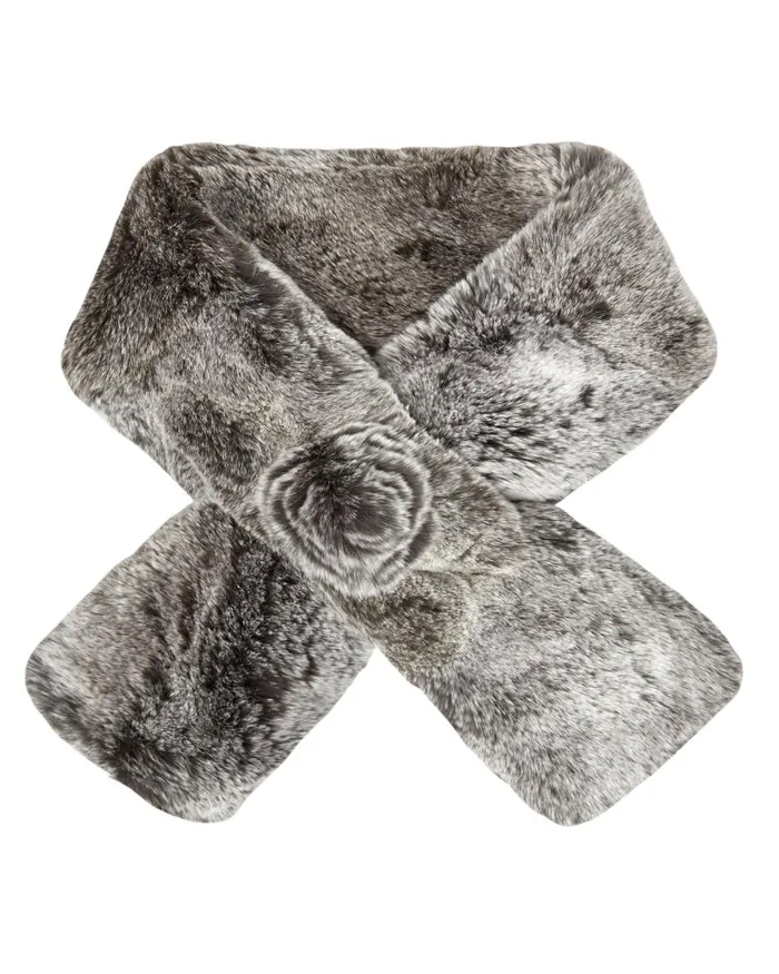 NPeal Cashmere Scarves Women Fur Neck Warmer In Charcoal Grey Tipped Fur