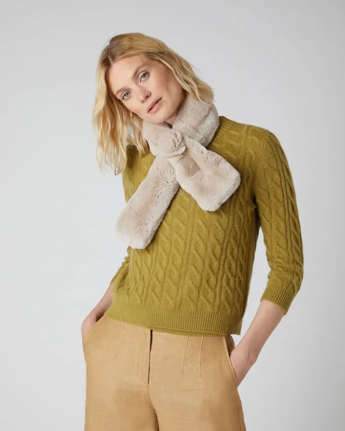 NPeal Cashmere Scarves Women Fur Neck Warmer In Sand Brown