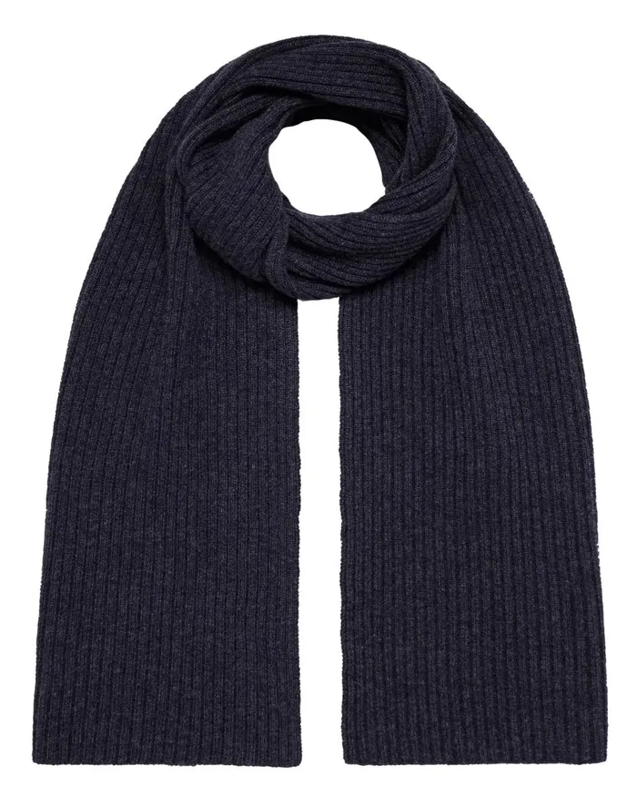 NPeal Cashmere Scarves WomenMen Unisex Short Ribbed Cashmere Scarf In Navy Blue NPeal Cashmere Scarves WomenMen Unisex Short Ribbed Cashmere Scarf In Navy Blue