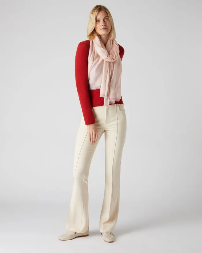 NPeal Cashmere Scarves Women Stripe Edge Cashmere Pashmina In Pink