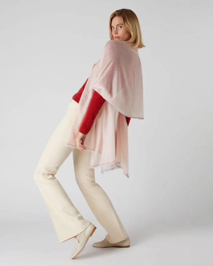 NPeal Cashmere Scarves Women Stripe Edge Cashmere Pashmina In Pink
