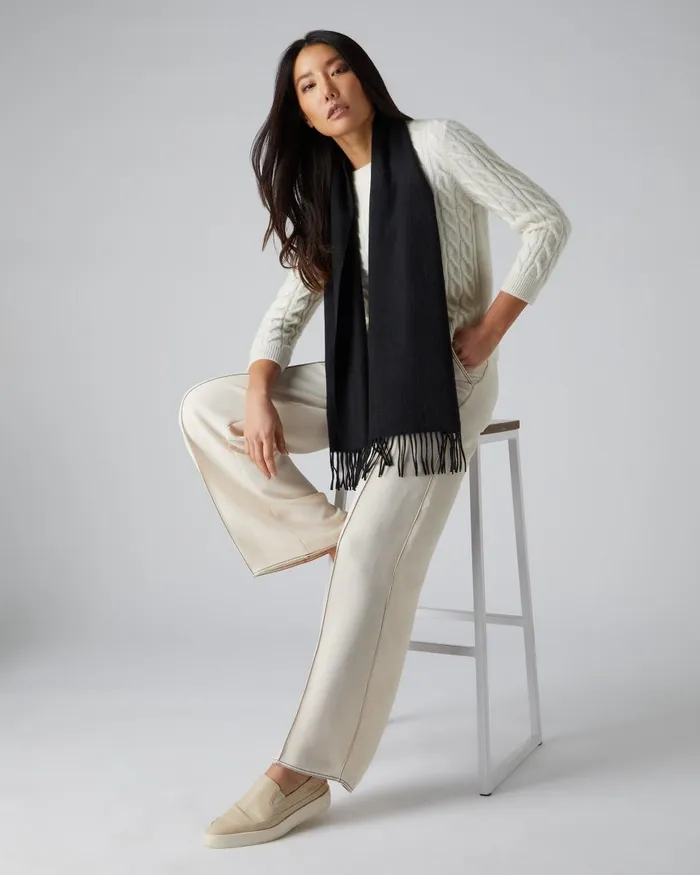 NPeal Cashmere Scarves Women Unisex Woven Cashmere Scarf In Black
